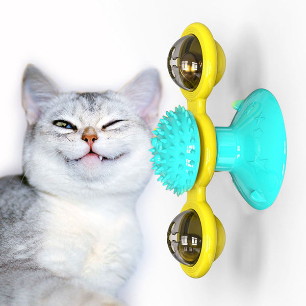 Cat Rotating Windmill Multi-Function Toys Itch Scratching Device Teeth Shining Toy