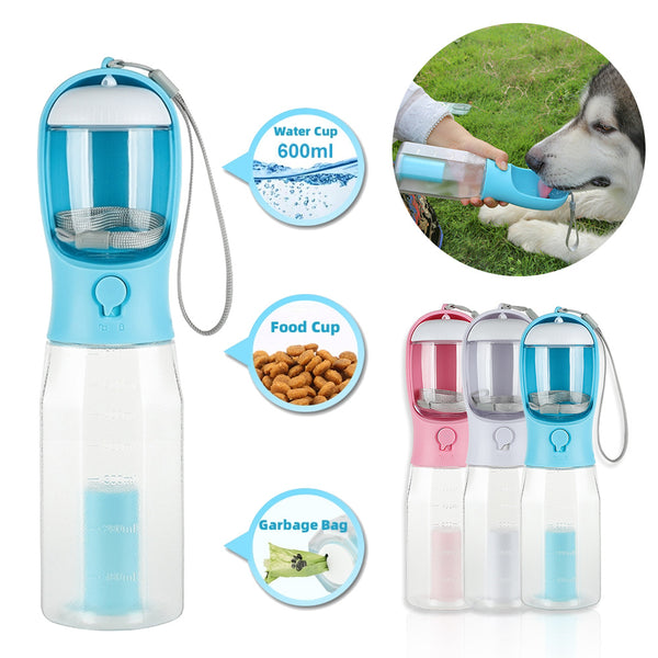 Portable Cat Dog Water Bottle Food Feeder